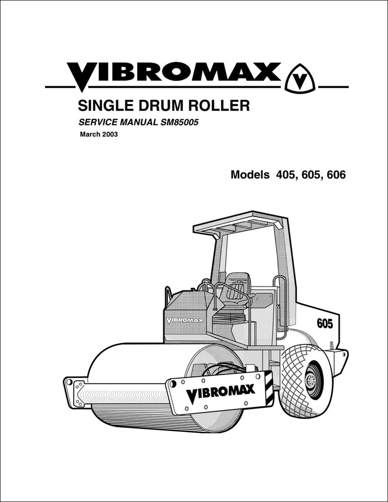 Cilindro Único Manual de serviço do rolo JCB Vibromax 405, 605, 606