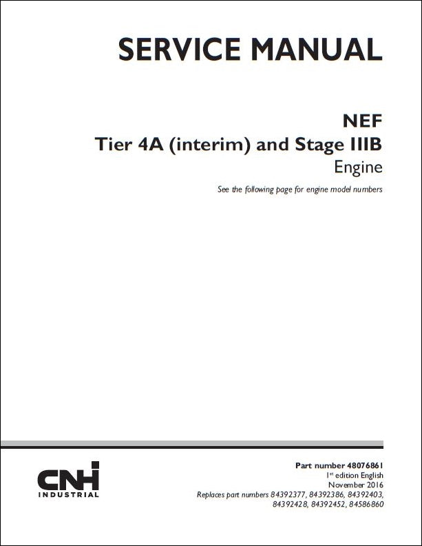 Manual De Serviço CASE - NEF - Tier 4A (interim) - INGLES