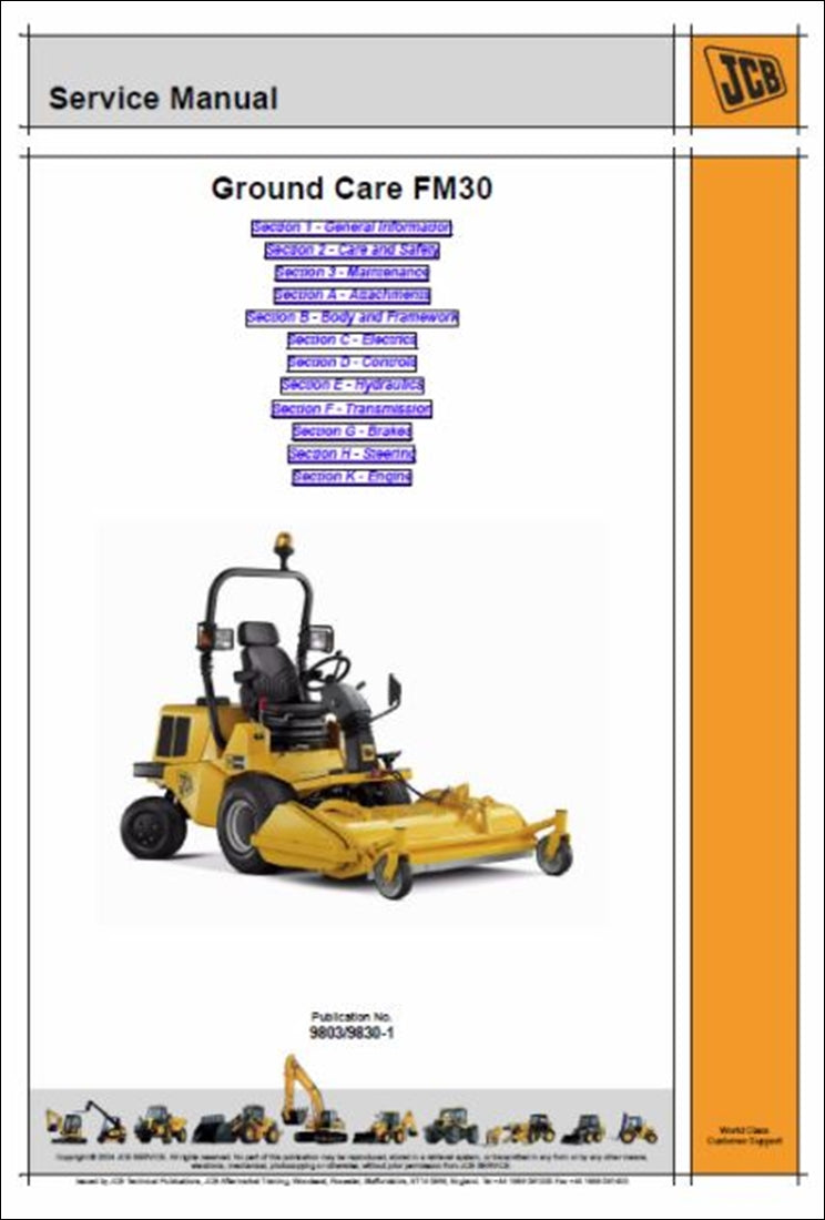 Manual de serviço do cortador de grama JCB FM30