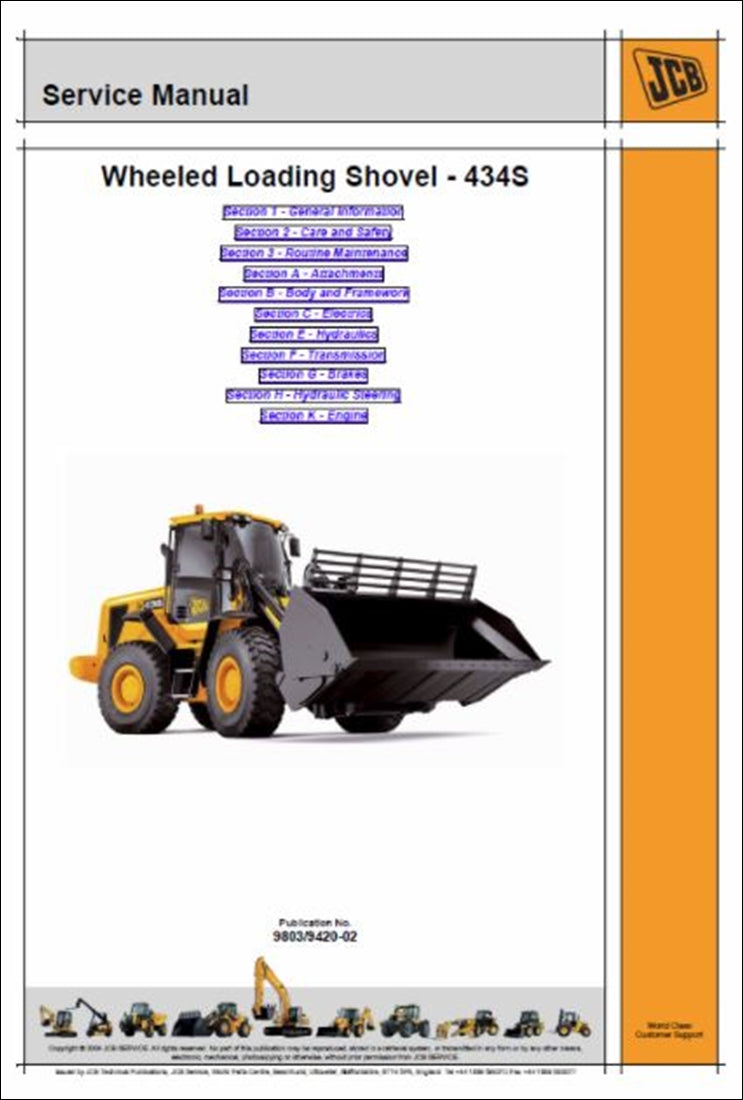 Manual de serviço da pá carregadora JCB 434S