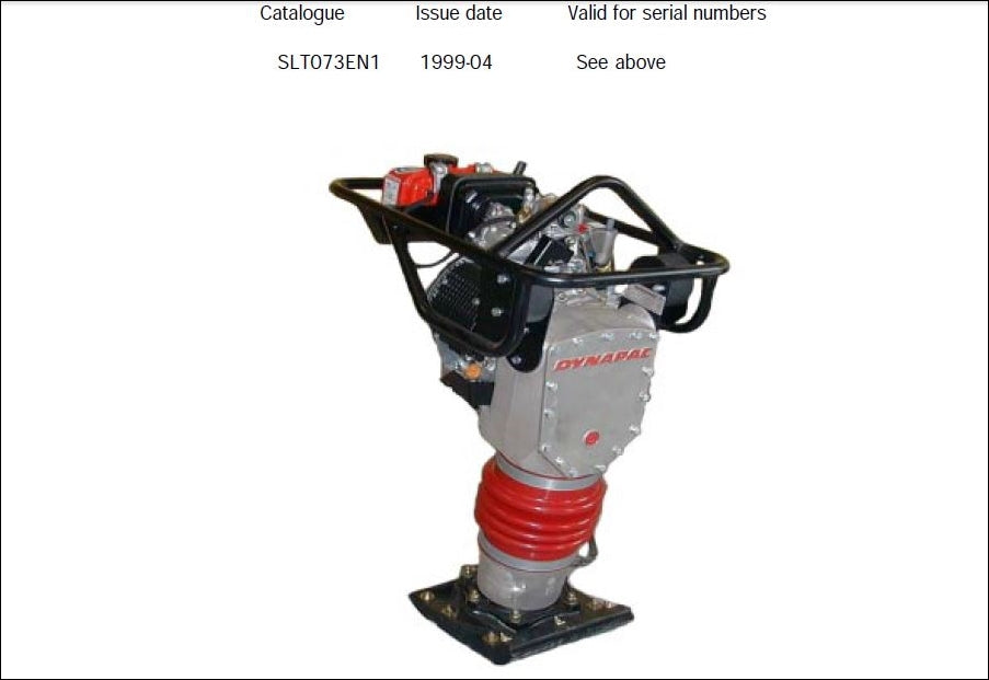 Catalogo De Peças DYNAPAC - LT73 - Vibratory Tamper
