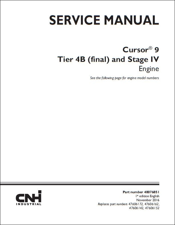 Manual De Serviço CASE - Cursor® 9 Tier 4B (final) - INGLES