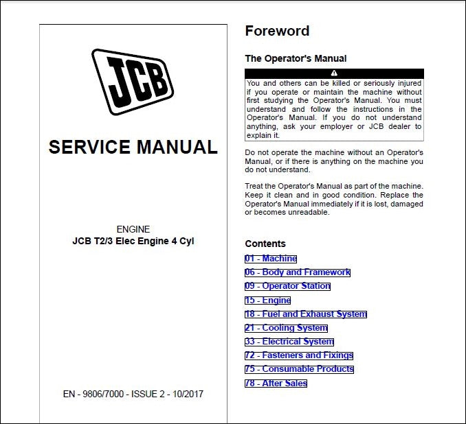 Manual De Serviço JCB - T2 3 Elec Motor 4 Cyl - Motor