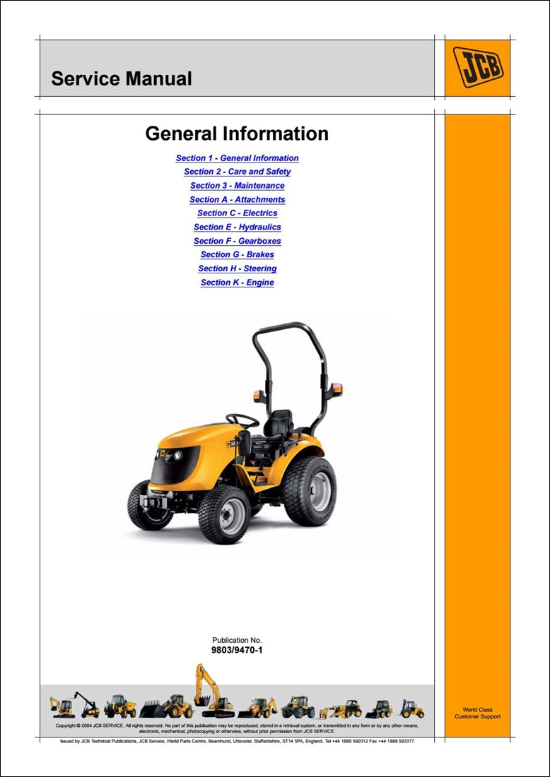 Manual de serviço do trator JCB 323, 327 HST