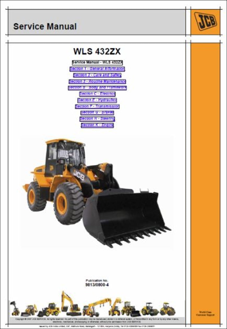 Manual de serviço da pá Carregadora JCB 432ZX