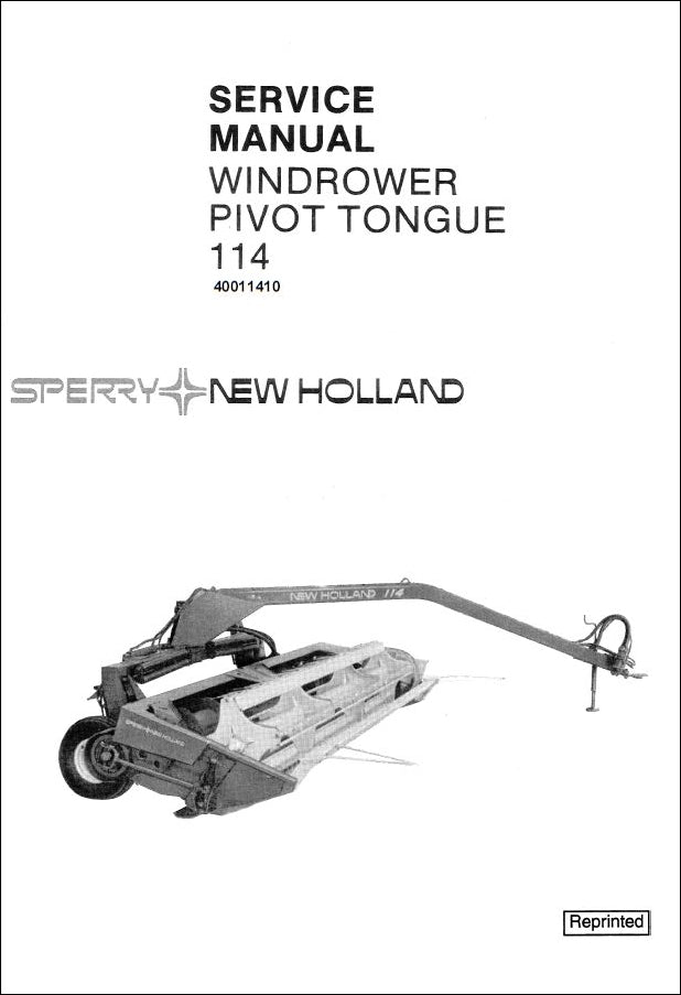 Manual De Serviço NEW HOLLAND 114 WINDROWER PIVOT TONGUE