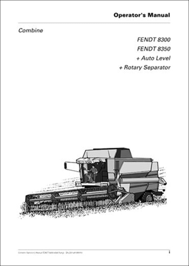 Manual de Instruções FENDT - Colheitadeiras 8300\8350 - Colheitadeira