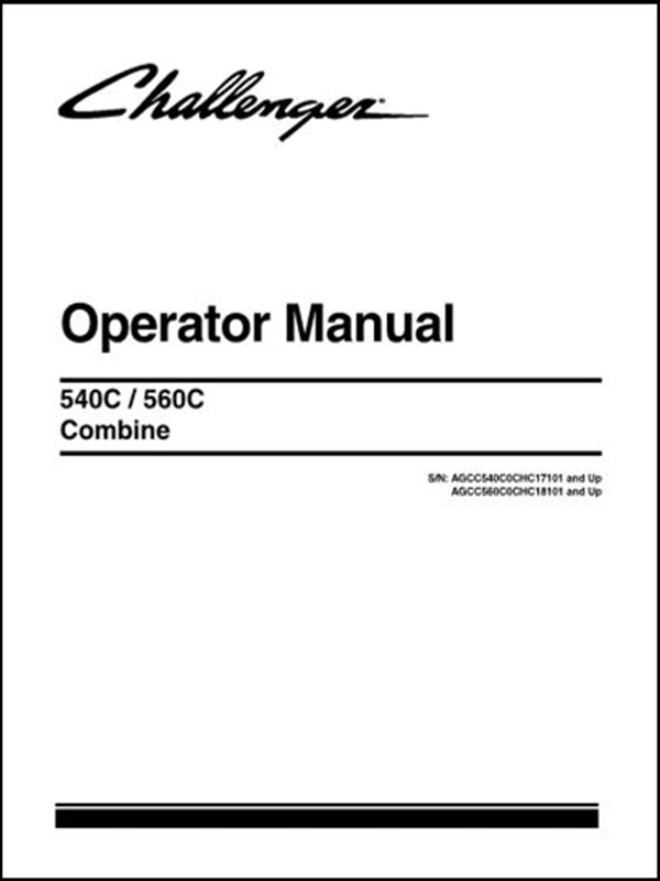 Operator Manual CHALLENGER - 540C-560C Combine - Colhetadeira