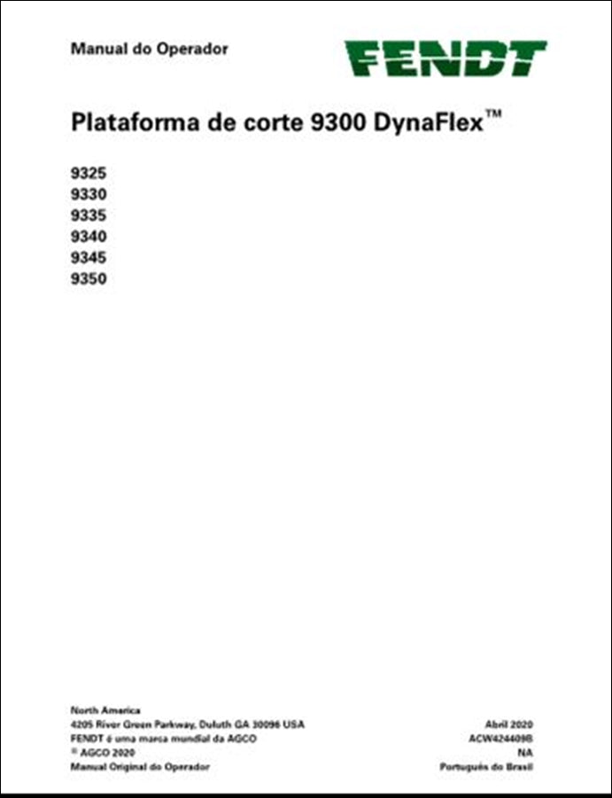 Manual do Operador FENDT - 9325\9330\9335\9340 - Colheitadeira