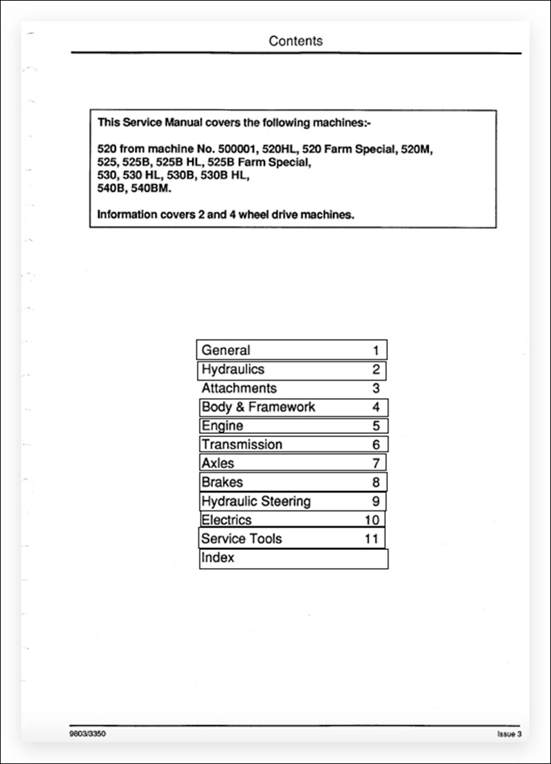 Manual De serviço JCB 520HL/M, 525HL/B, 530HL/B e 540B/BM Loadall