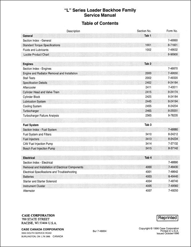 Manual De Serviço CASE - L SERIES Retroescavadeira - INGLES