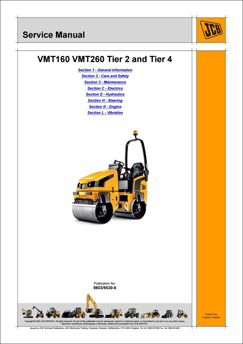 JCB Vibromax VMT160, VMT260 Tier 2 e Serviço de Nível 4