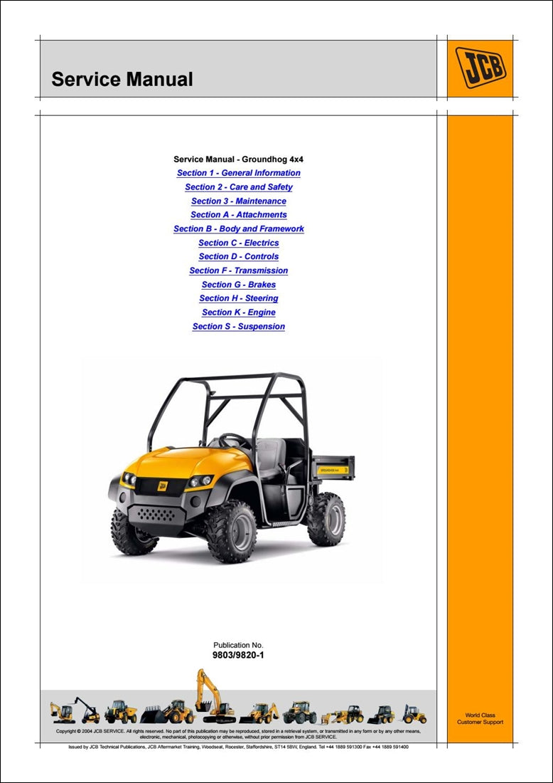 Manual de serviço do veículo Utilitário JCB Groundhog 4×4