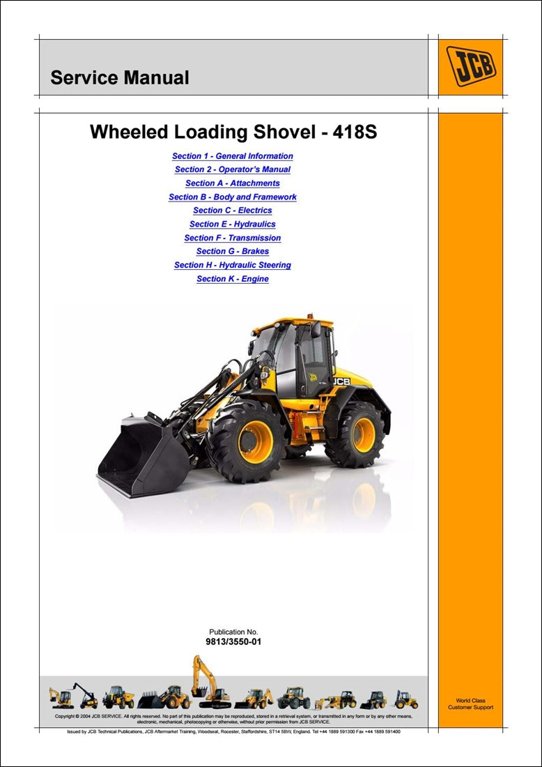 Manual de serviço da pá carregadora JCB 418S