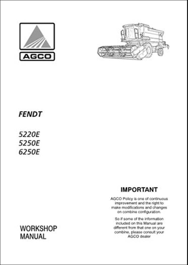 Manual de Serviço FENDT - 5220E \5250E \6250E - Colheitadeiras