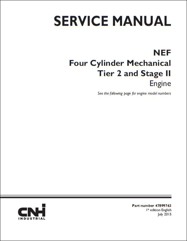 Manual De Serviço CASE - NEF Four Cylin Mec Tier 2 - INGLES