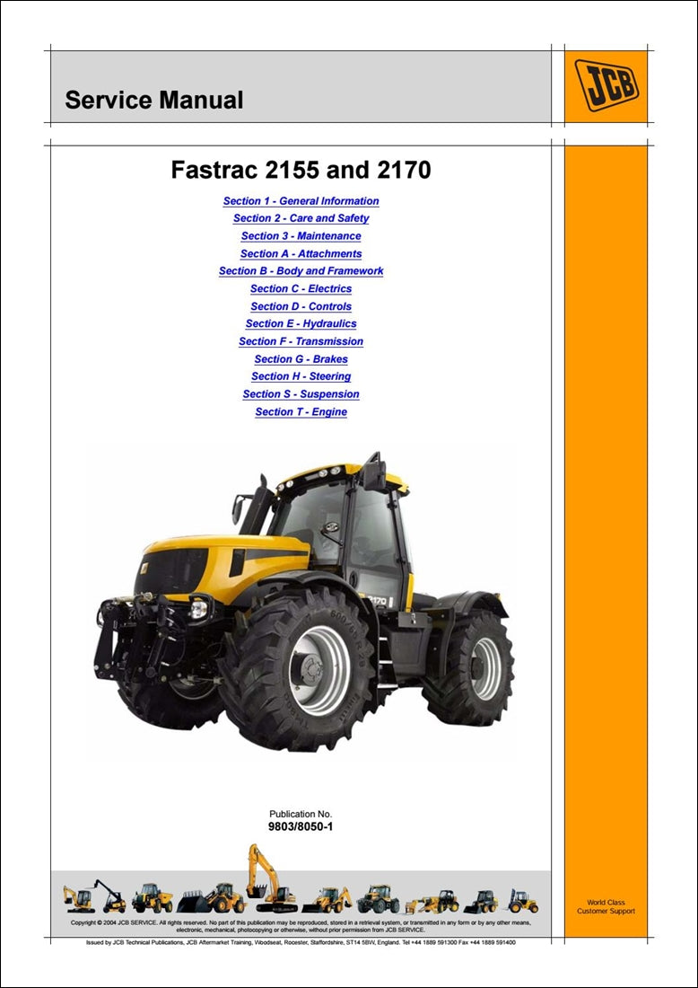 Manual de serviço Fastrac JCB 2155, 2170