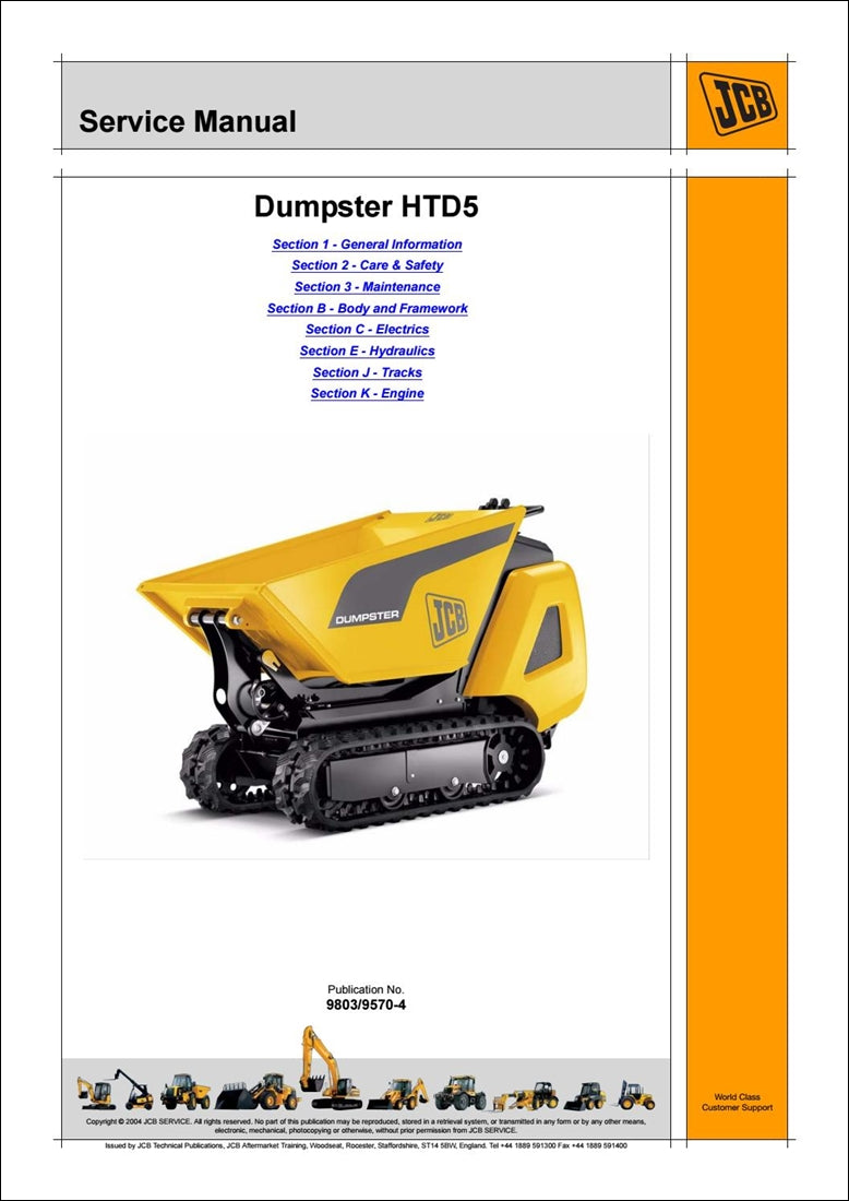 Manual de serviço da caçamba JCB HTD5